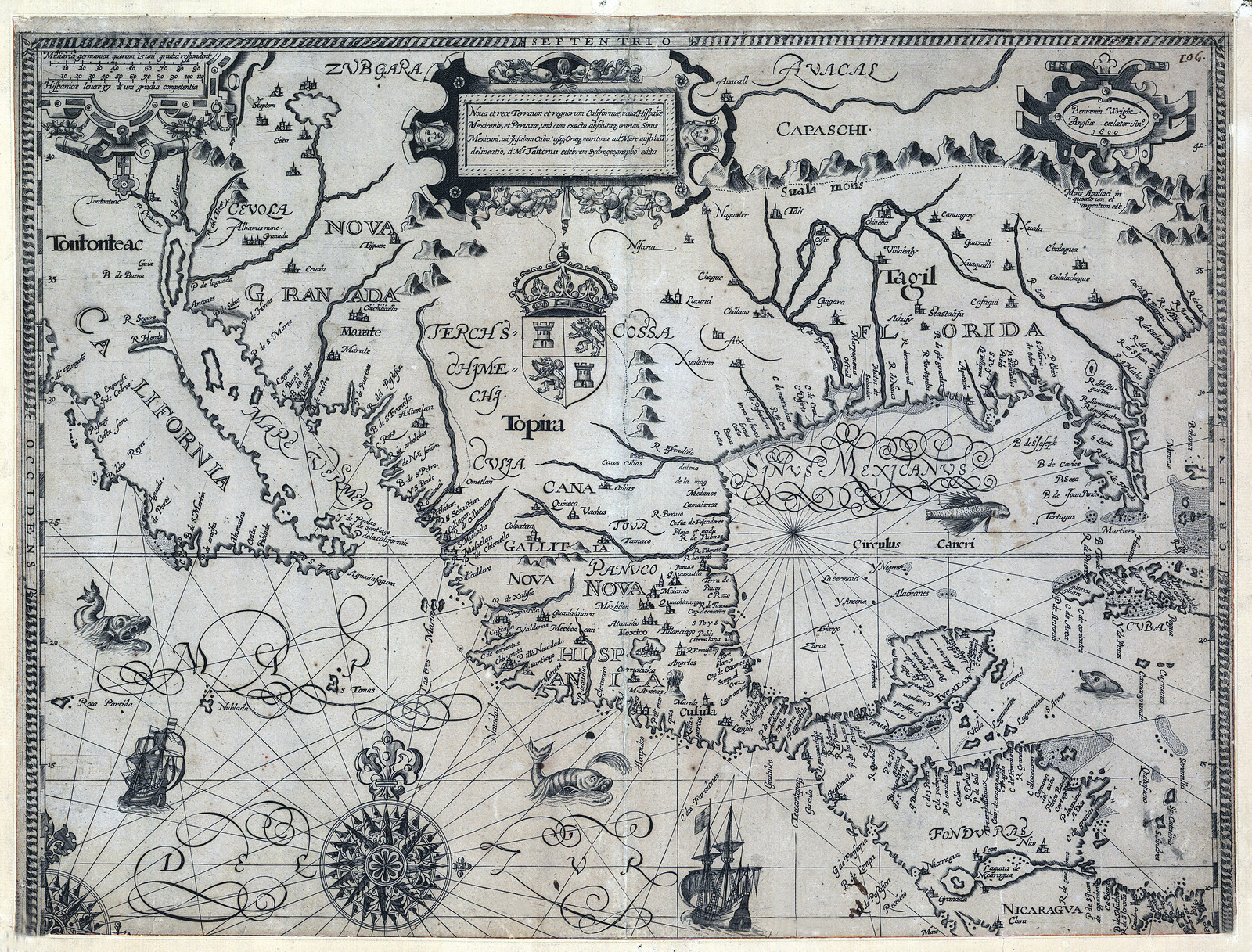 Old map of Florida, Cuba and the Sinus Mexicanus — antique map