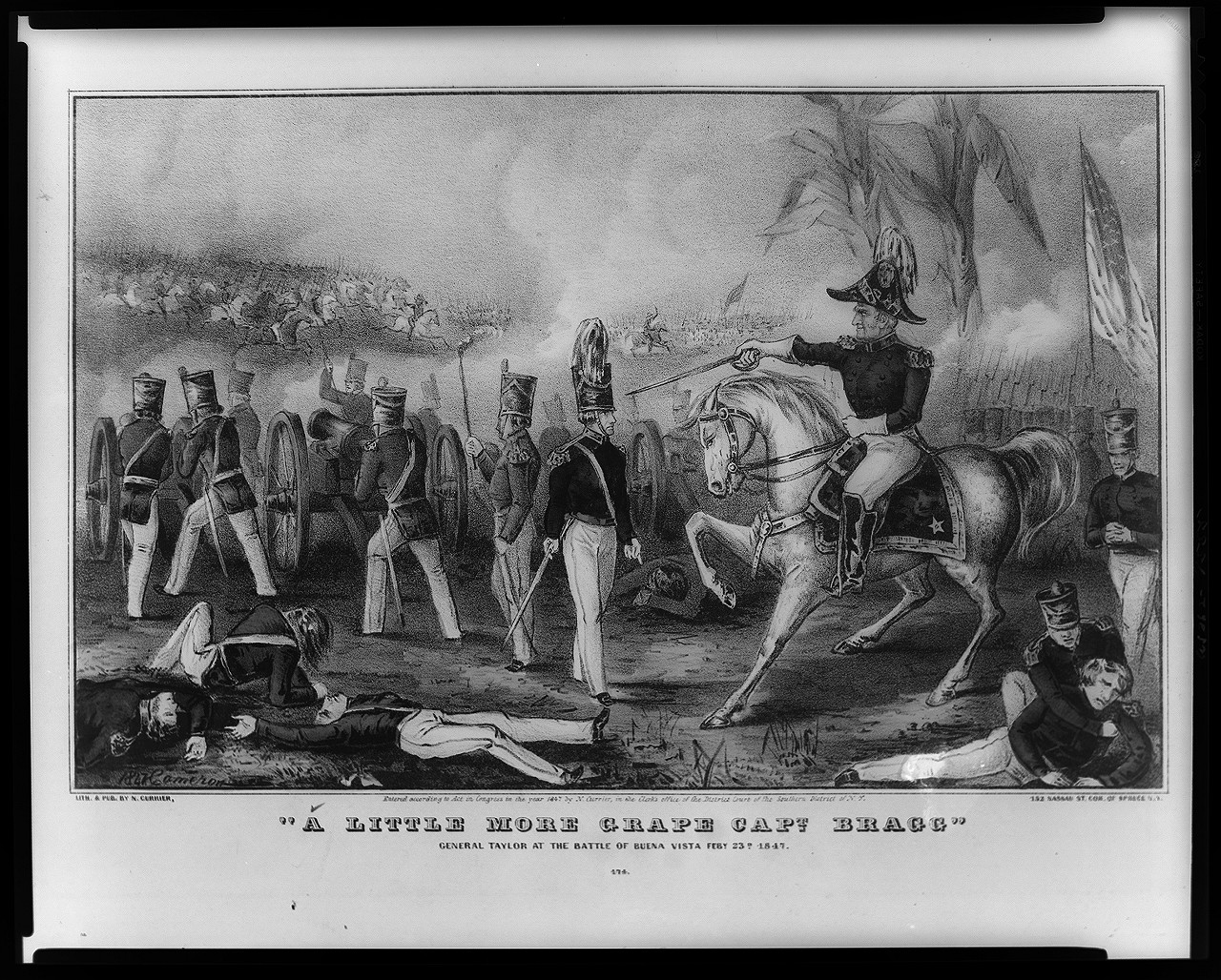Vintage Military Print - A little more grape Capt. Bragg, 1847 (1) — historic print
