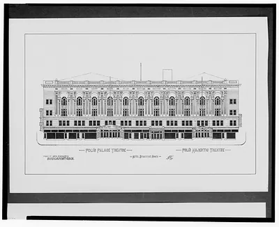 [Poli's Palace Theatre and Poli's Majestic Theatre, Main St. Arch and Congress, Bridgeport, Connecticut] / AFD 1923.