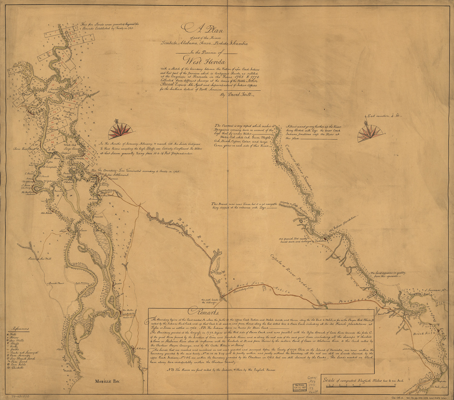 A Plan of part of the Rivers Tombecbe, Alabama, Tensaw, Perdido, Mobile — historic image