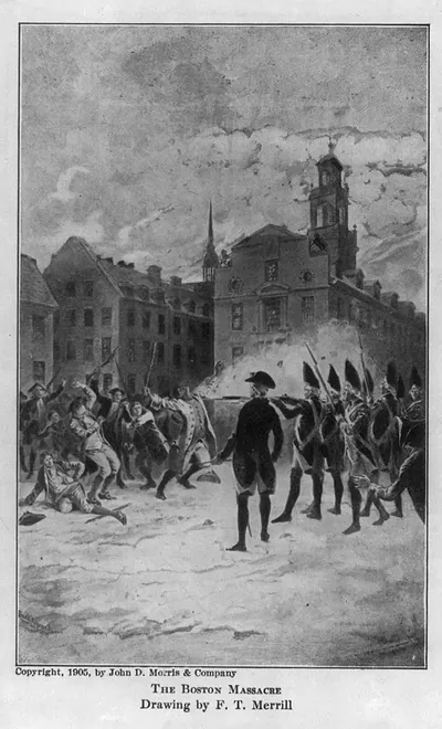 The Boston Massacre, Drawing by F. T. Merrill