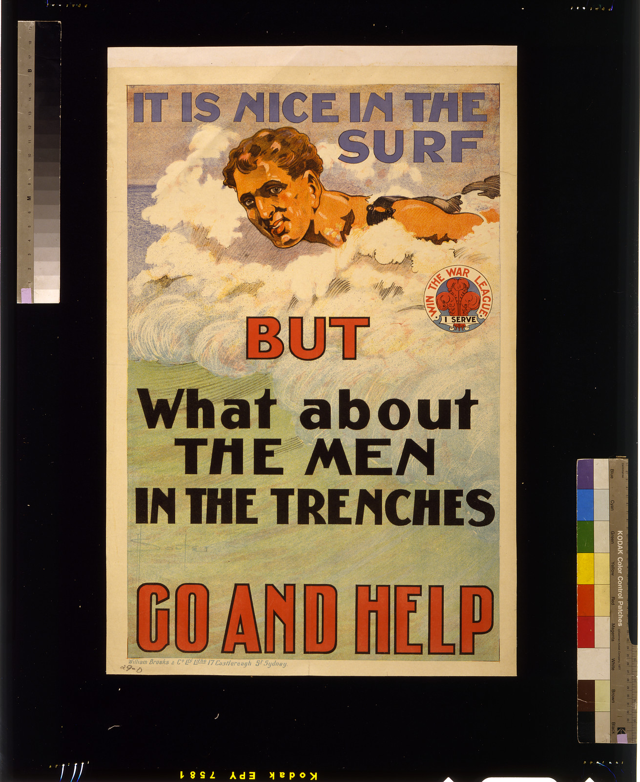 It is nice in the surf but what about the men in the trenches. Go and help / D.H. Souter., 1917 — vintage poster