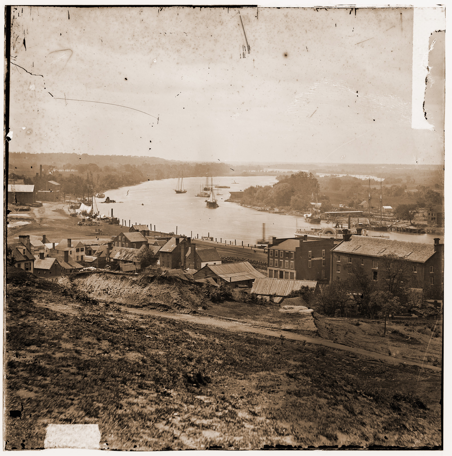 Richmond Virginia. View of river. (Steamer MONOHANSETT shown), 1865 — historic photograph
