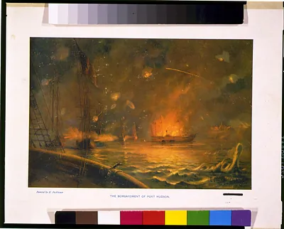 The bombardment of Port Hudson / painted by E. Packbauer.