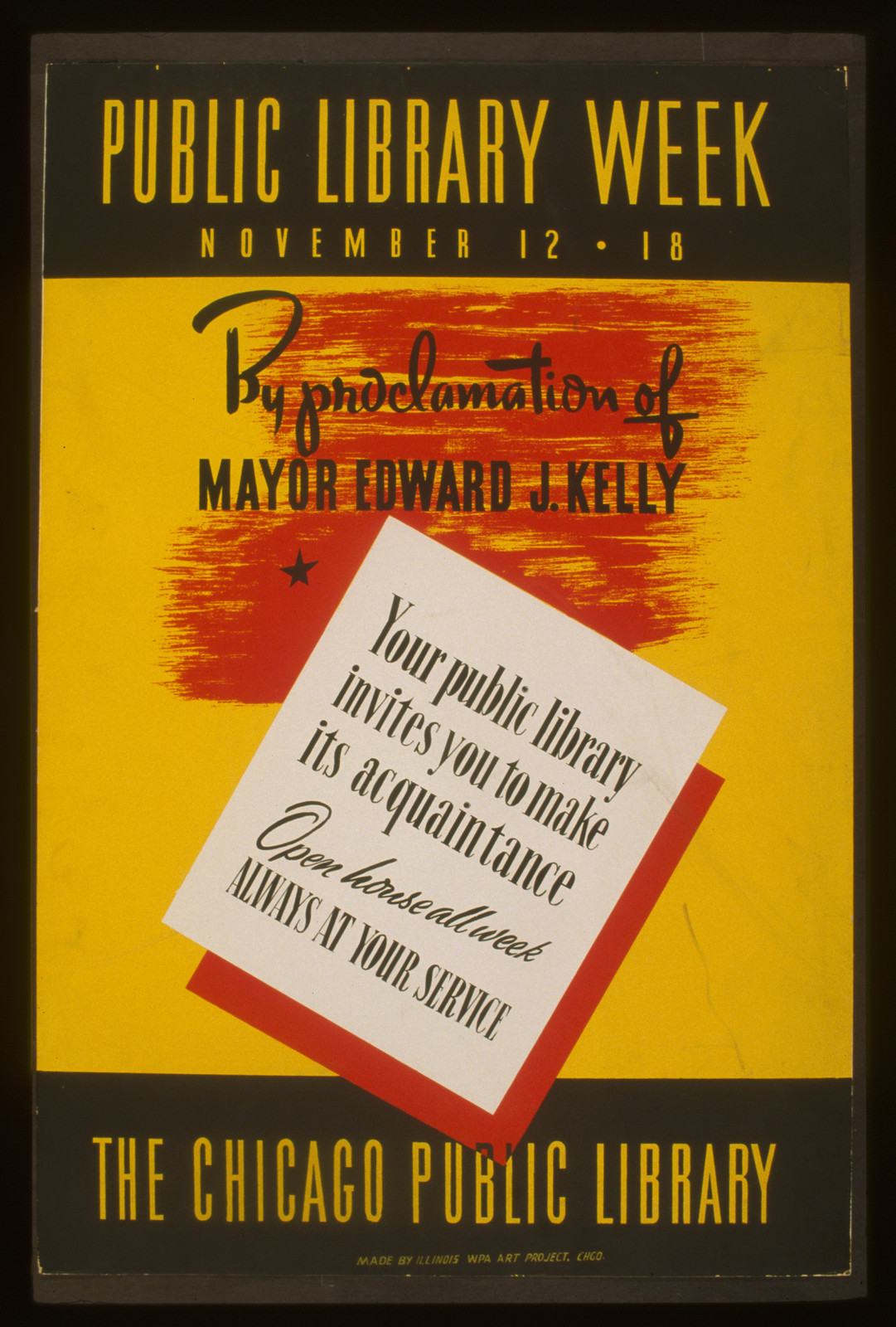 Public library week--November 12 - 18 Your public library invites you to make its acq, 1936 — vintage poster