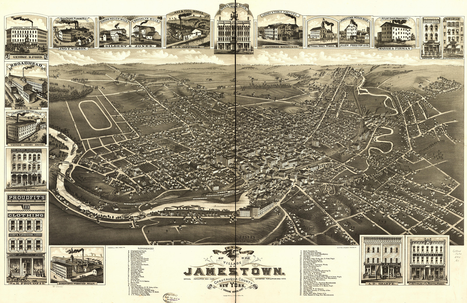 Jamestown, New York, 1882, 1882 — antique map