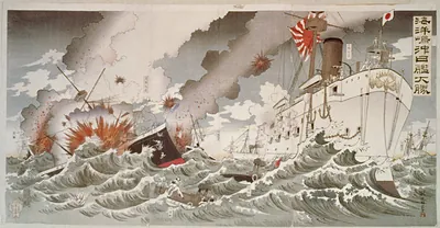 [The Japanese Battleships win a great sea battle off Haiyang Island, 1894]