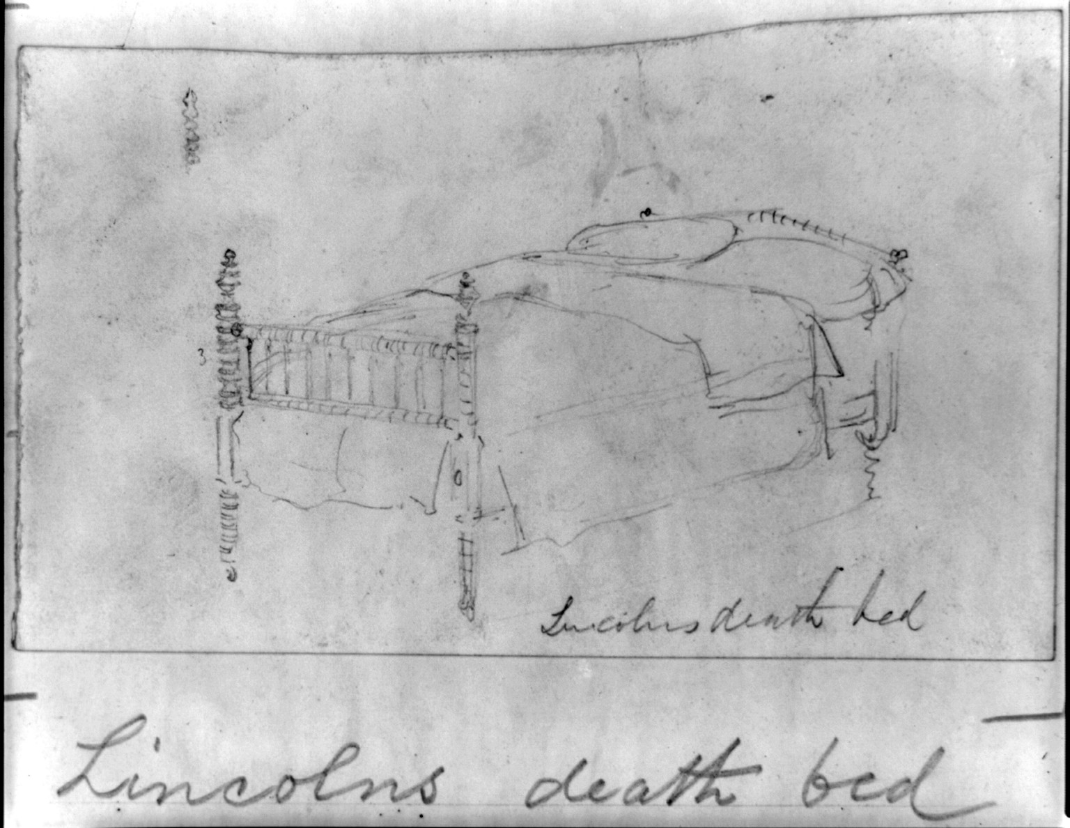 Lincolns deathbed, [1865 April 14 - 15] — historic drawing