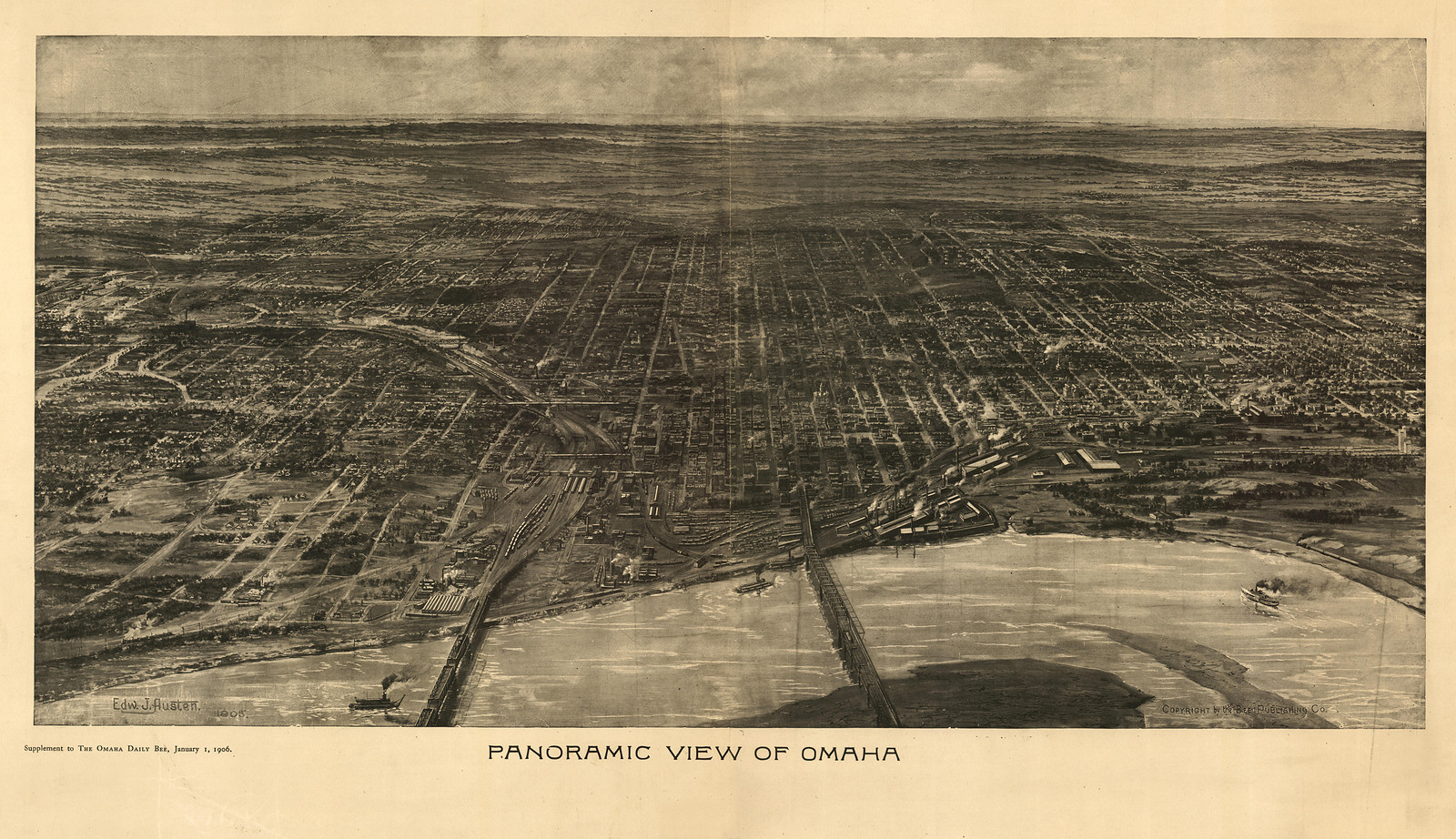 Omaha, Nebraska, 1906, 1906 — antique map