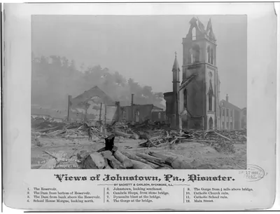 Views of Johnstown, Pa., disaster. Catholic church ruin / Sackett & Carlson, Sycamore, Ill.