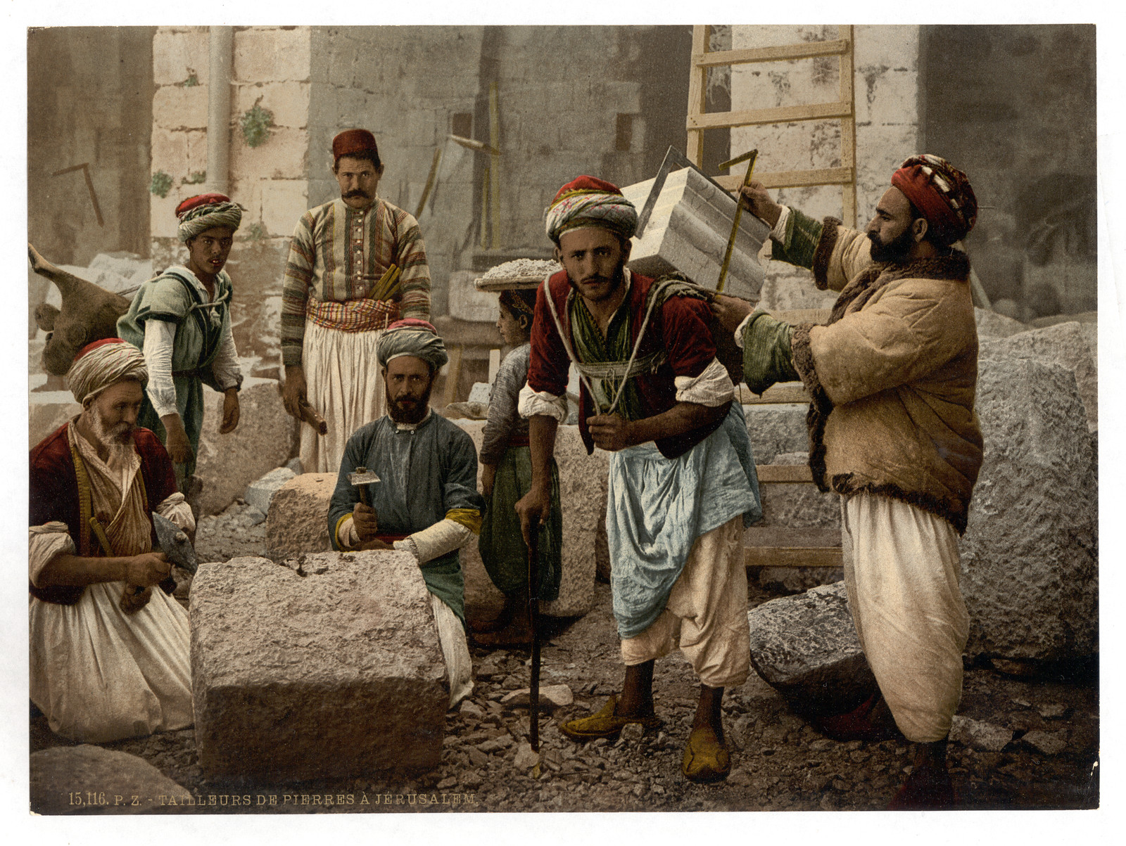 Stonecutters in Jerusalem (Tailleurs de pierres à Jérusalem) — historic image