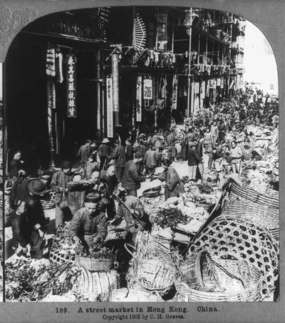 A street market in Hong Kong, China