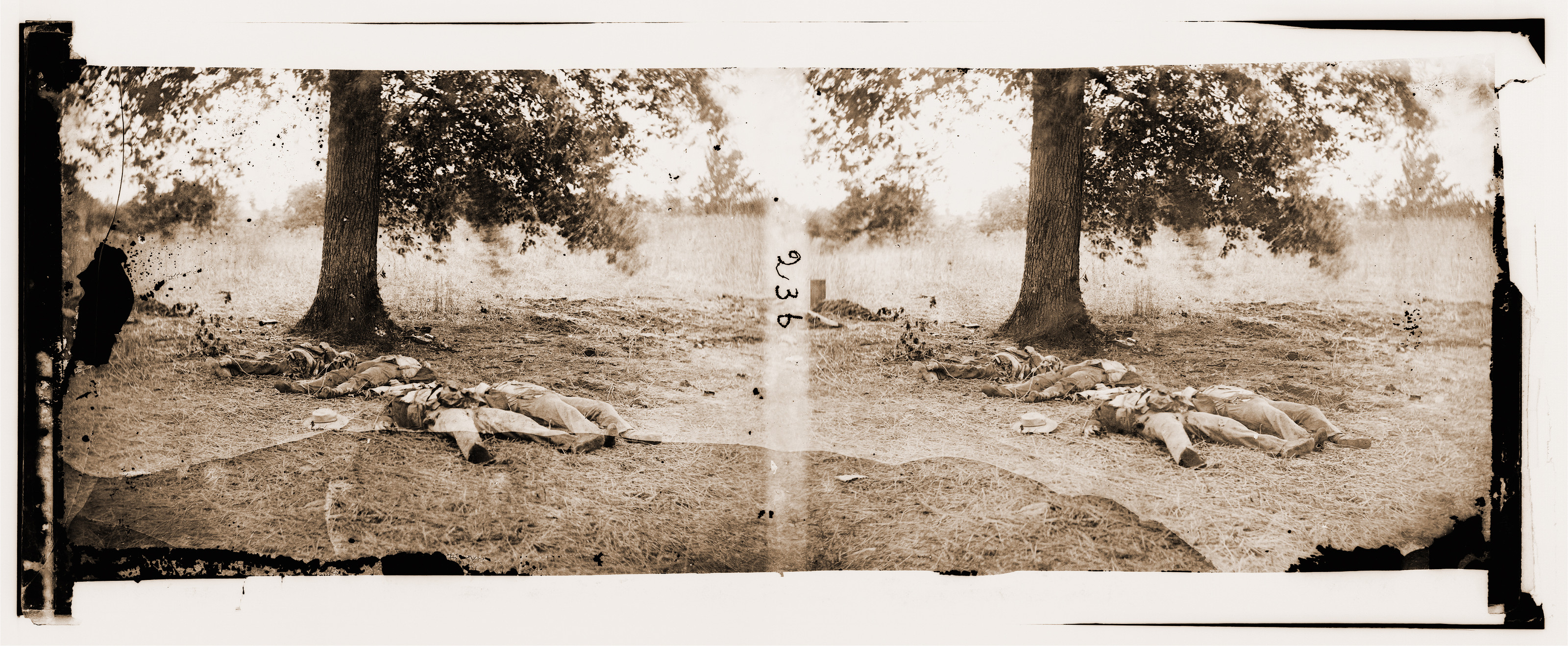 Gettysburg Pennsylvania. Confederate soldiers who had evidently been shelled by our, 1863 — historic photograph