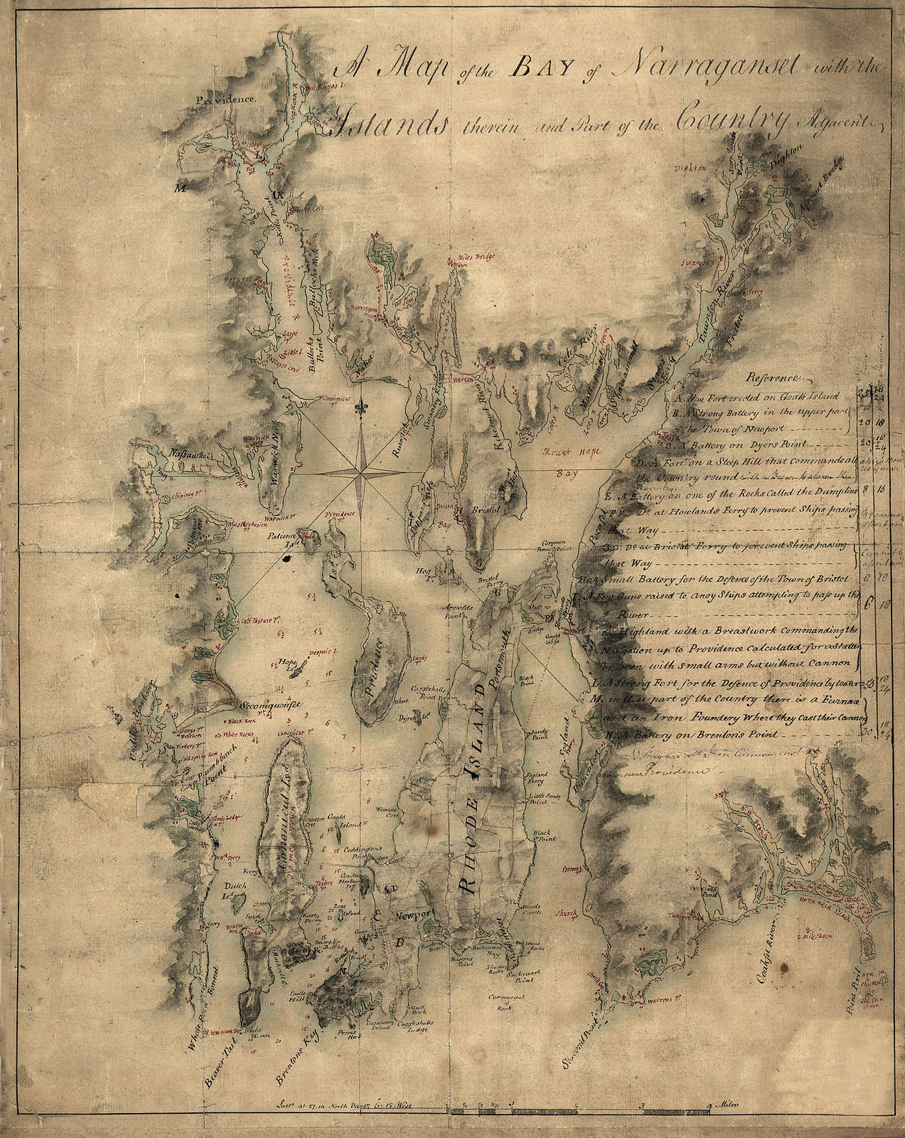 RI-Narraganset Bay 1777 — antique map