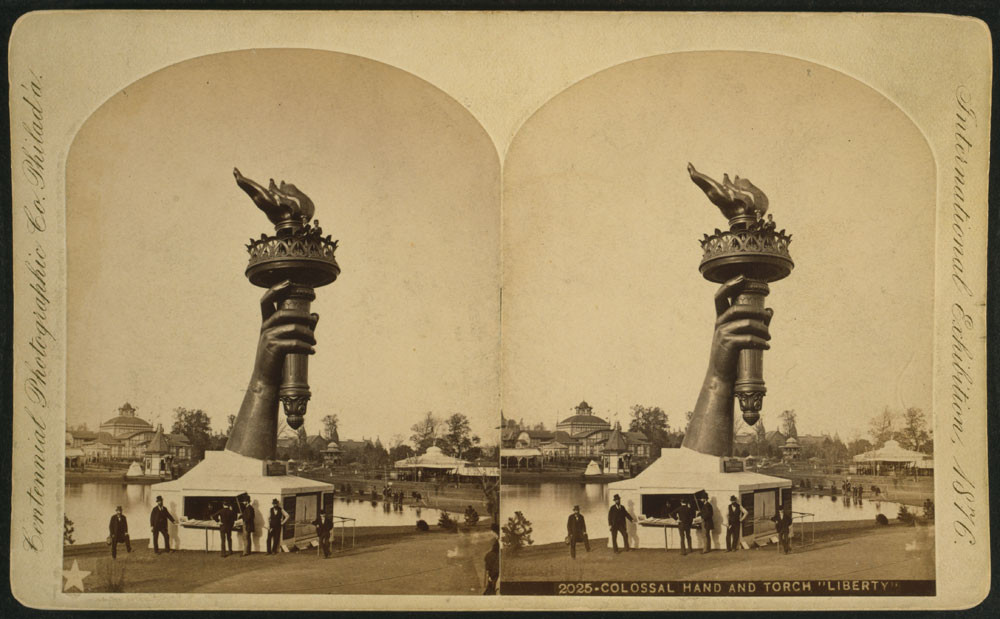 Colossal hand and torch Liberty"", Philada. : Centennial Photographic Co., c1876. — historic photograph