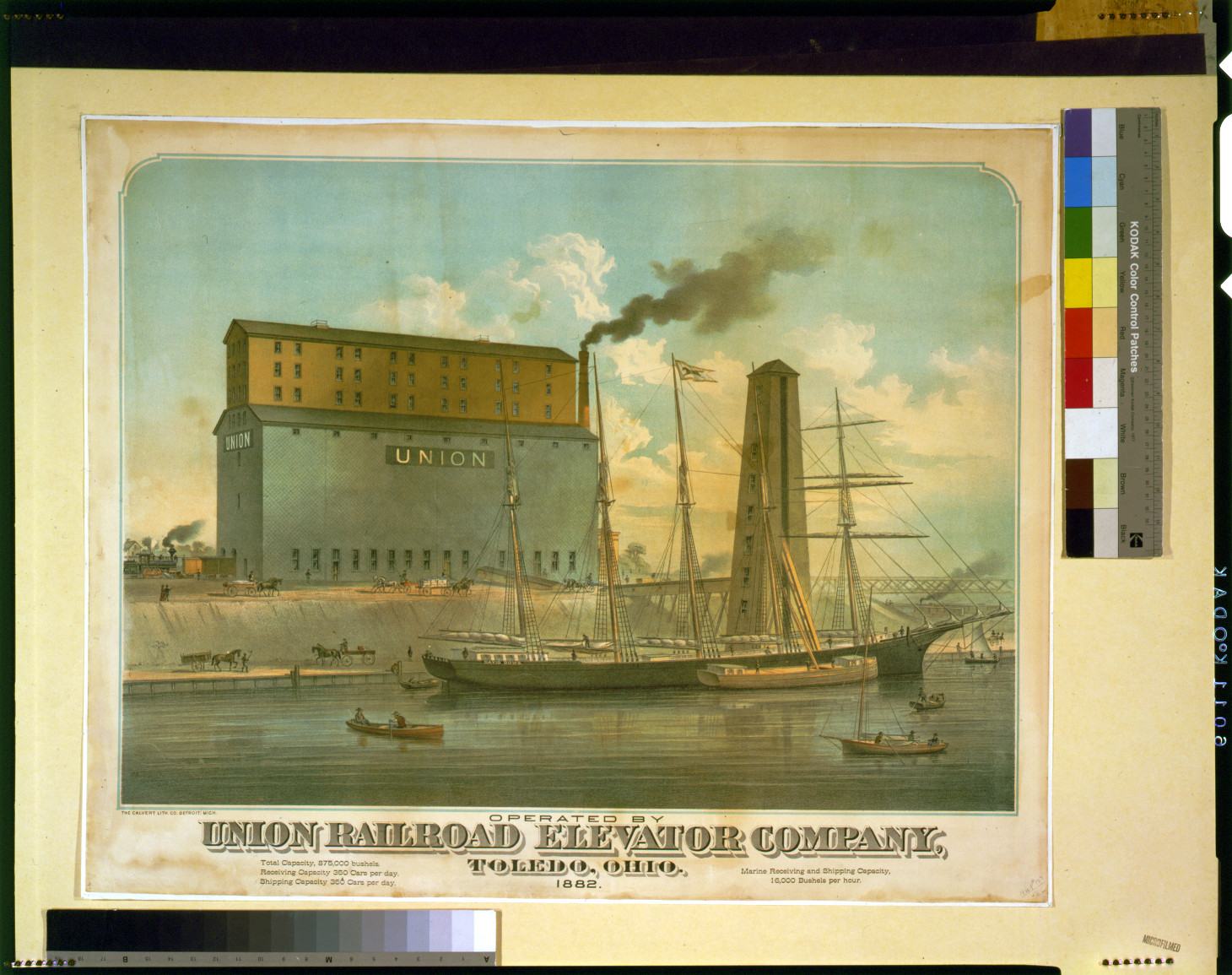Operated by Union Railroad Elevator Company, Toledo, Ohio, Detroit, Mich. : The Calvert Lith. Co., 1882. — antique lithograph
