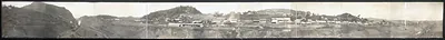 Panoramic view of a town beside an excavated cut