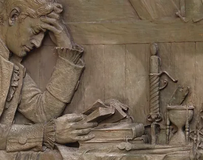 Studying Homeopath: Bas Relief Detail Of Charles Henry Niehaus' 1900 Doctor Samuel Hahnemann Memorial At Scott Circle (Washington, DC)