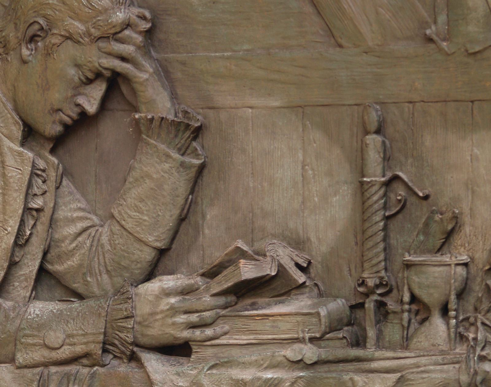 Studying Homeopath: Bas Relief Detail Of Charles Henry Niehaus' 1900 Doctor Samuel Hahnemann Memorial At Scott Circle (Washington, DC) — historic image