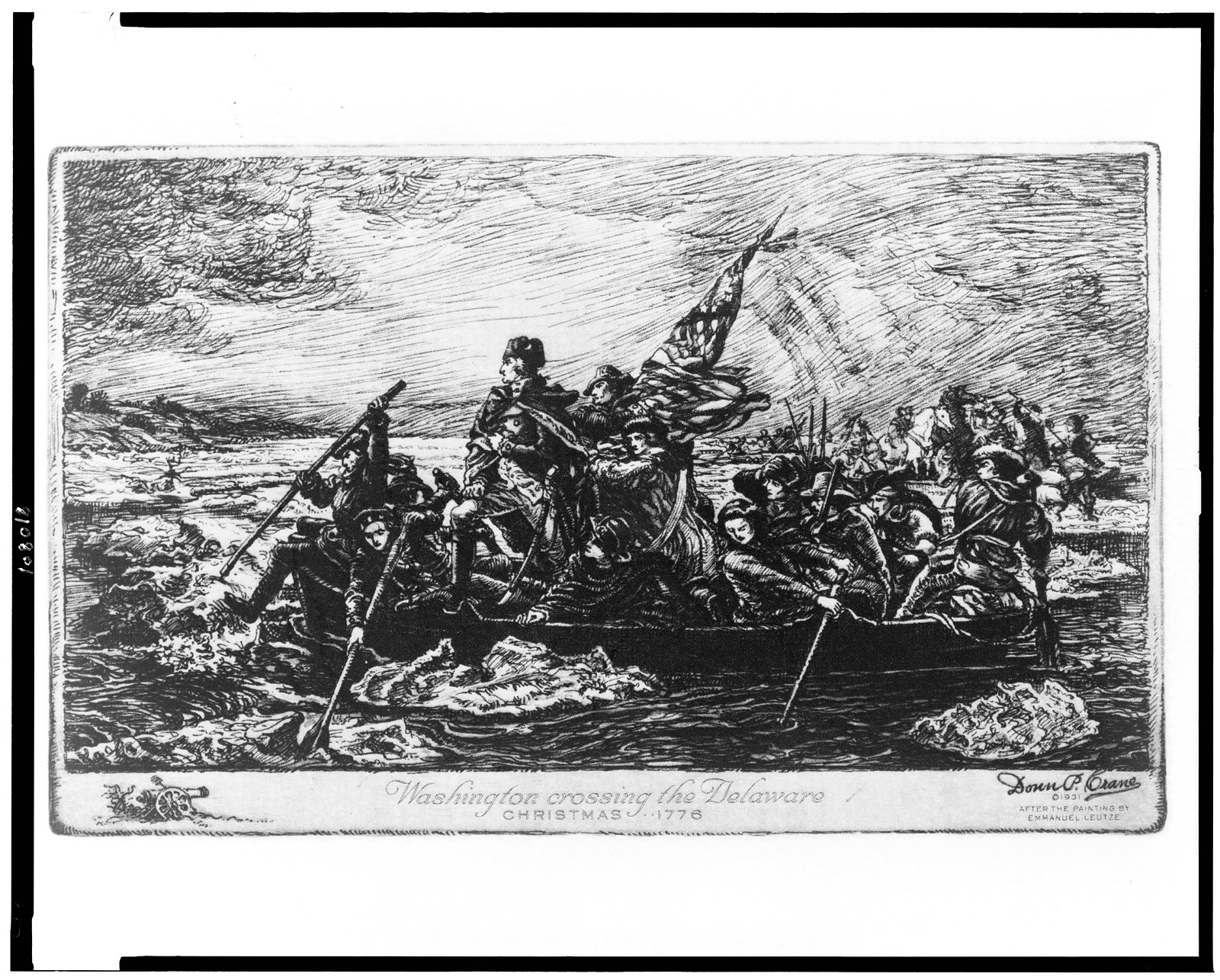 Washington crossing the Delaware. Christmas ... 1776 / after the painting by Emanuel Leutze., c1931. — historic print