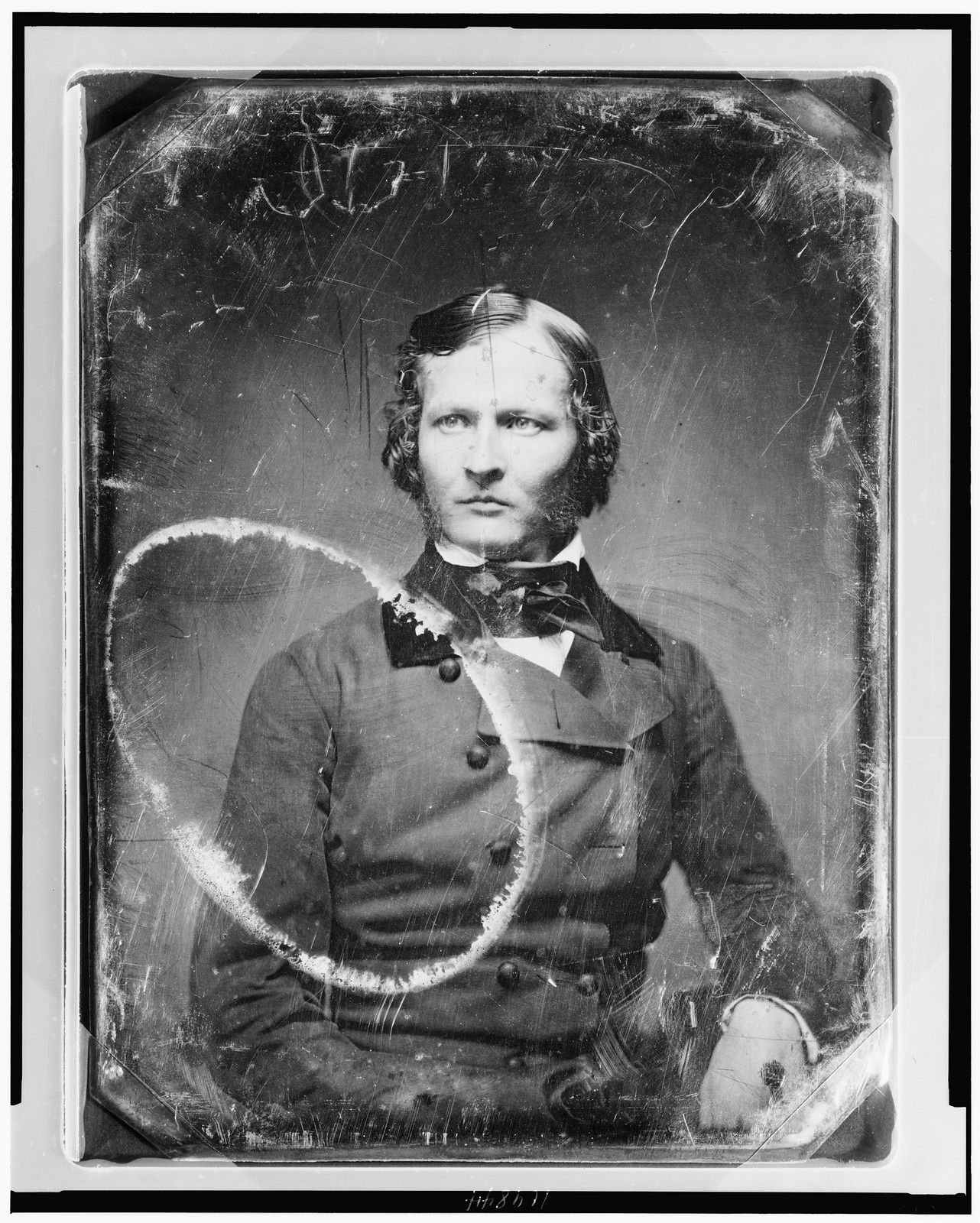 Daguerreotype portrait of an unidentified man in a dark coat, 1844 — historic photograph