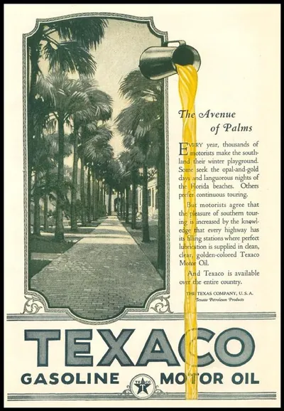 Texaco advertisement: The Avenue of Palms, motor oil