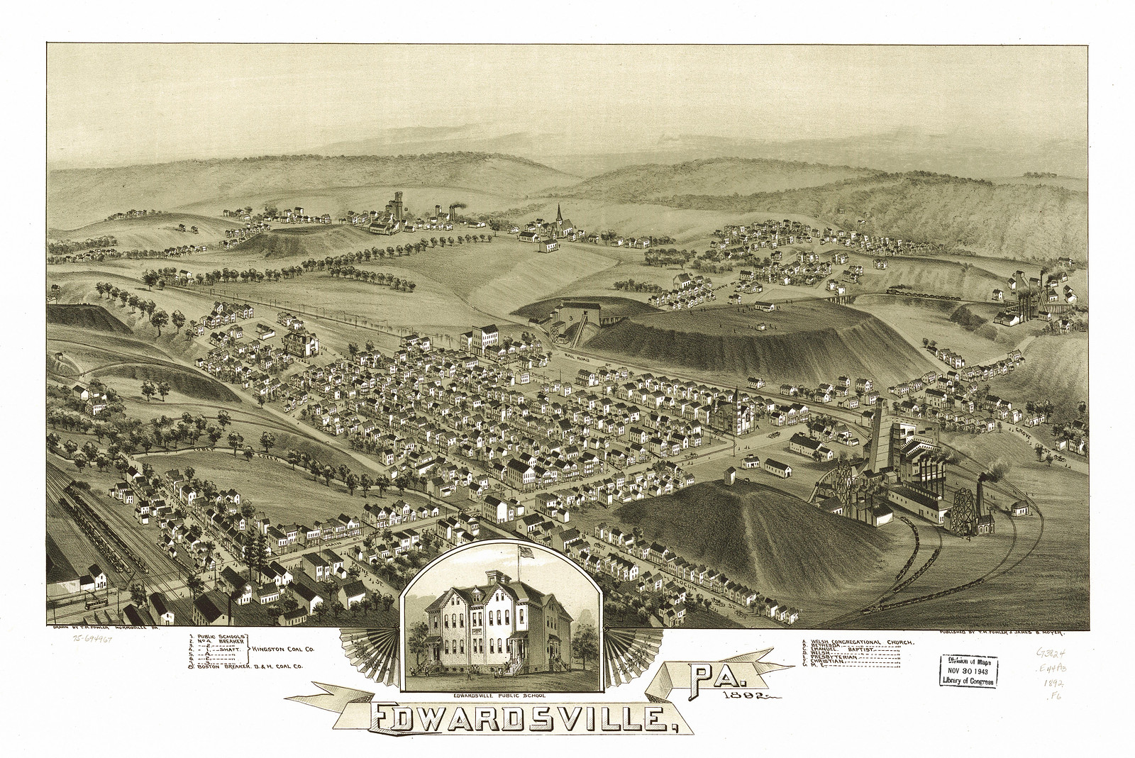 Edwardsville, Pennsylvania, 1892, 1892 — antique map
