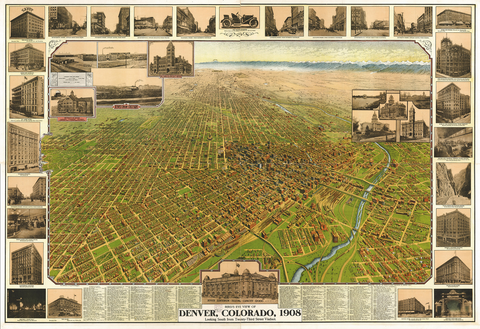 Denver, Colorado, 1908, 1908 — antique map