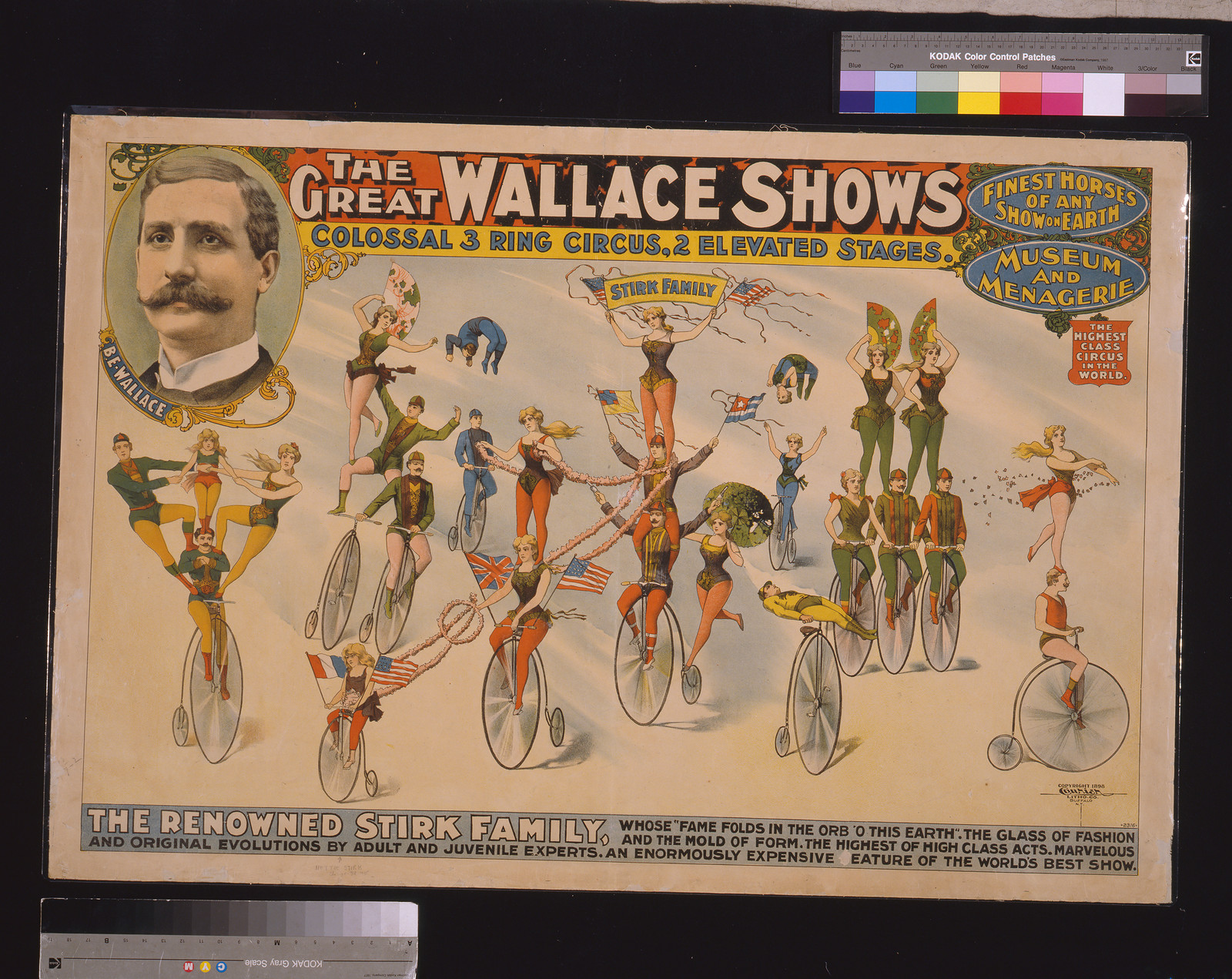 The Great Wallace shows : colossal 3 ring circus, 2 elevated stages, Buffalo, N.Y. : Courier Litho Co., c1898. — vintage poster