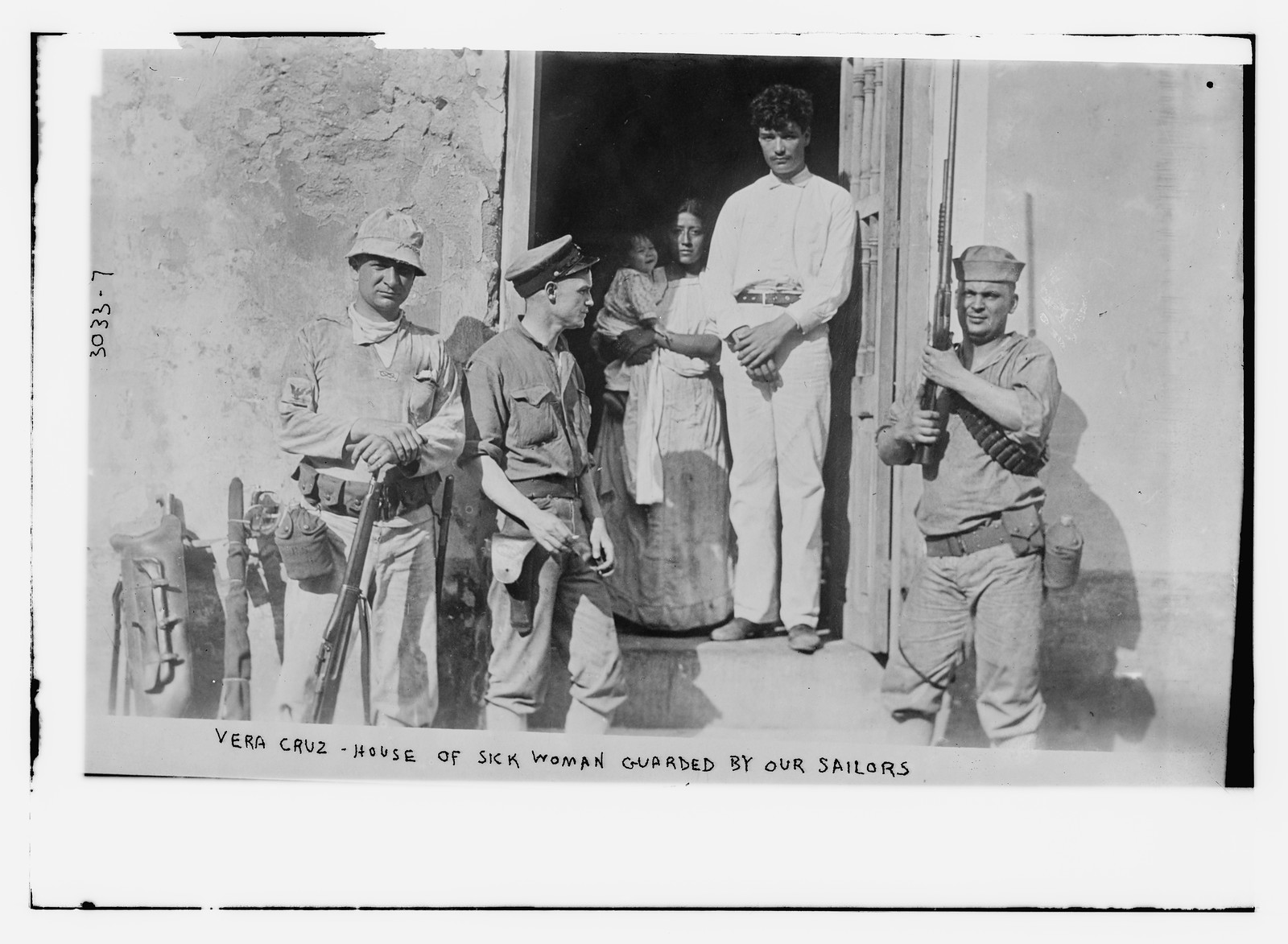 Vera Cruz -- house of sick woman guarded by our sailors, n/a — historic photograph