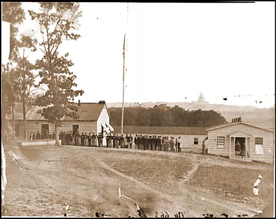 Washington D.C. Band before officers quarters at Harewood Hospital