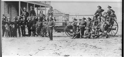 Firemen with fire engine, Carson City, Ormsby Co., Nevada, ca. 1860