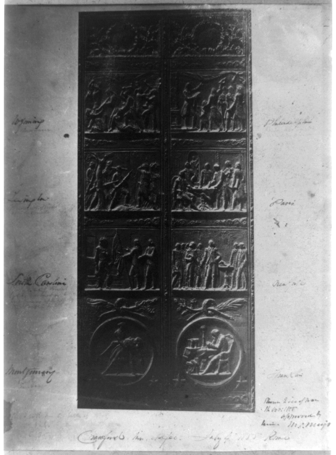 [Bronze doors for the east portico of the House wing, U.S. Capitol], 1855 July 4. — historic photograph