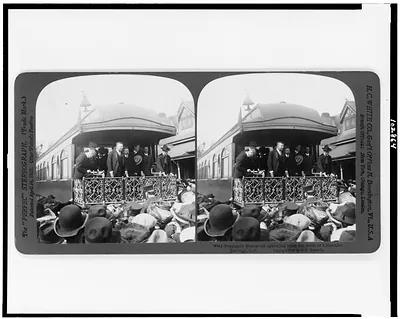 President Roosevelt speaking from his train at Colorado Springs, Col.