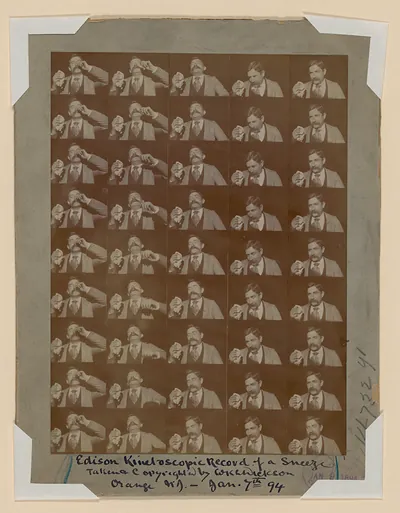 Edison Kinetoscopic Record of a Sneeze, 1894 contact sheet