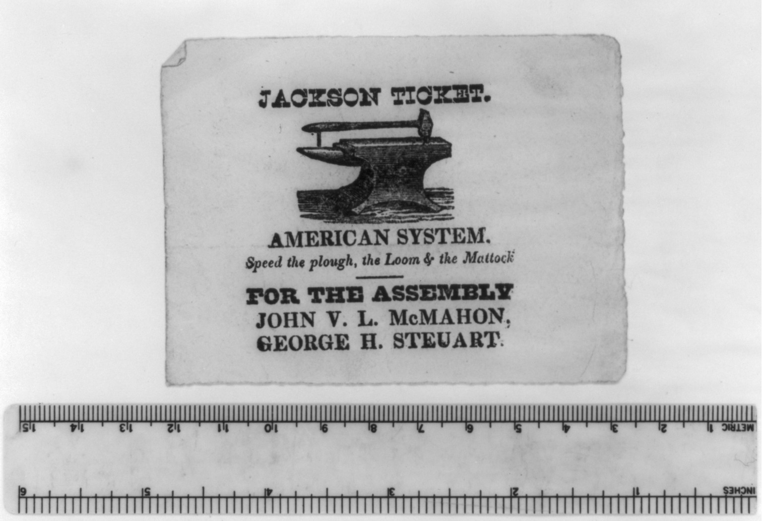 Jackson ticket. American system. Speed the plough, the loom & the mattock, 1828 — historic print