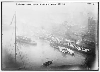 EASTLAND overturned in Chicago River, 7/24/15