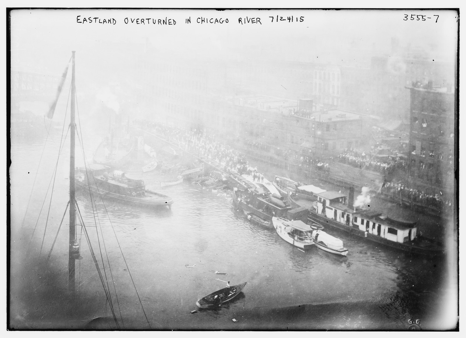 EASTLAND overturned in Chicago River, 7/24/15, 7/24/15. — historic photograph