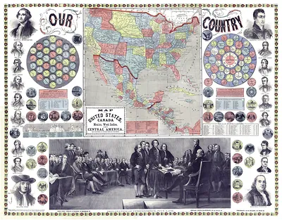 Map Of The United States, Canada, Mexico, West Indies And Central America