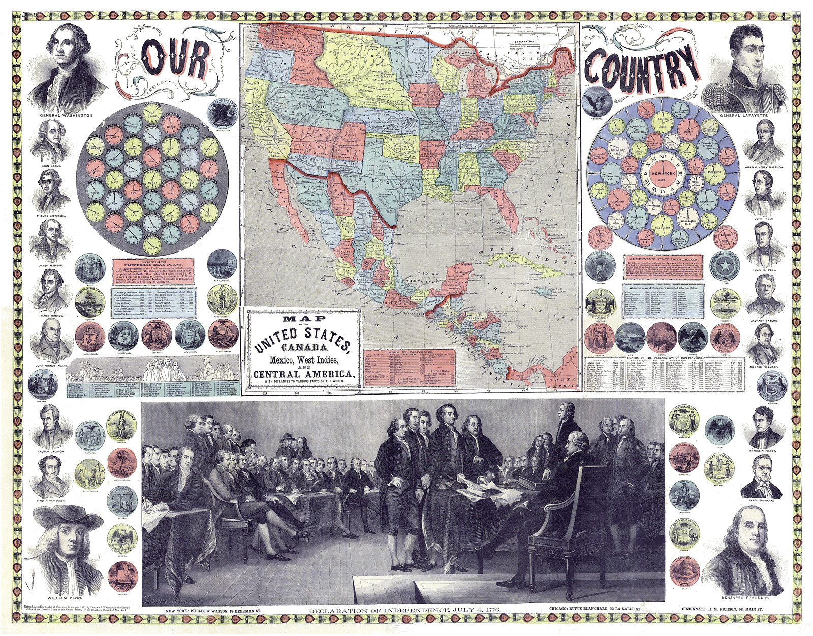 Map Of The United States, Canada, Mexico, West Indies And Central America — antique map