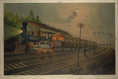 Night express train with American Express and Fargo cars