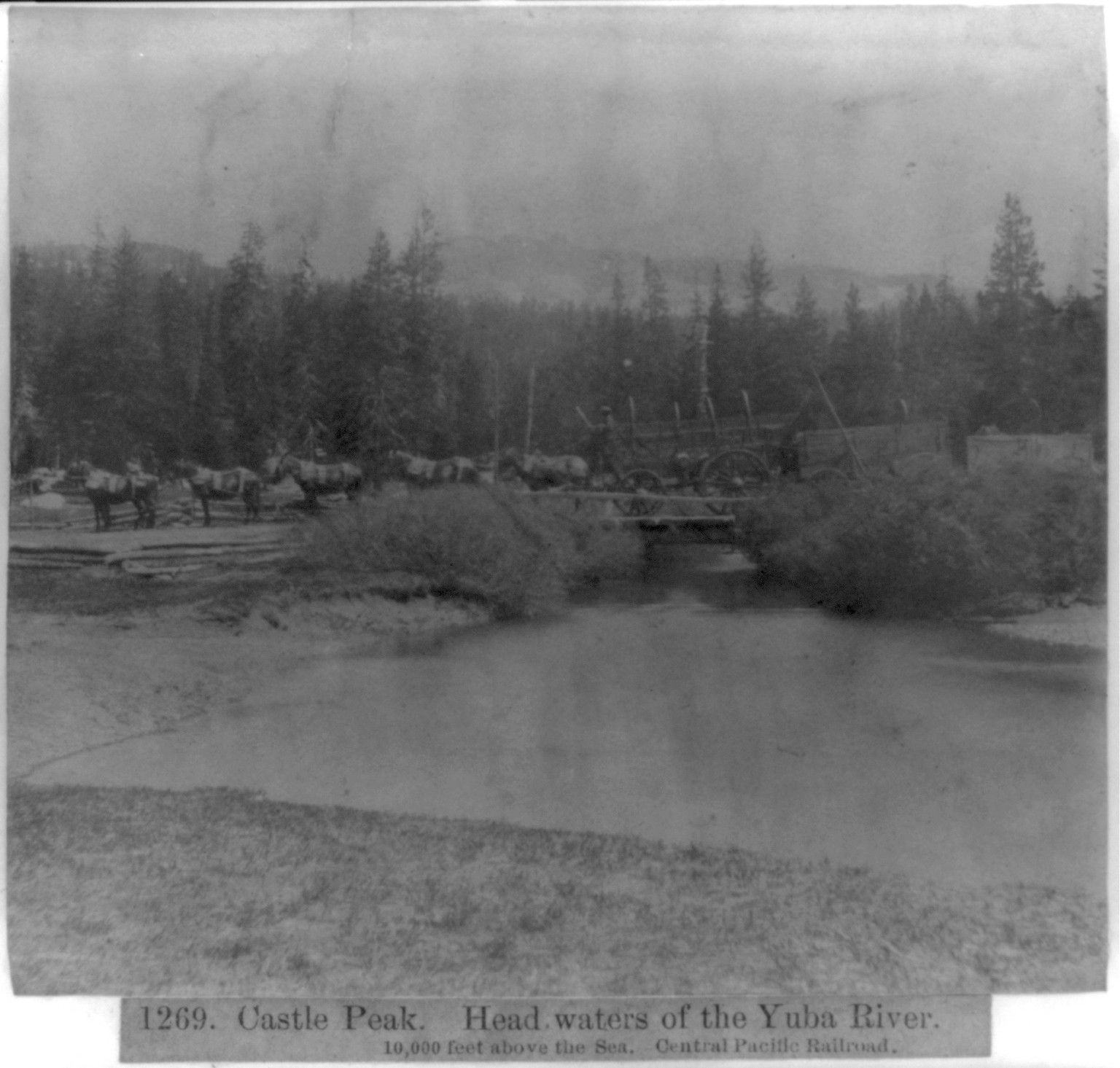 Castle Peak. Head waters of the Yuba River - 10,000 feet above the sea - Central Pacific Railroad, [published 1866] — historic photograph
