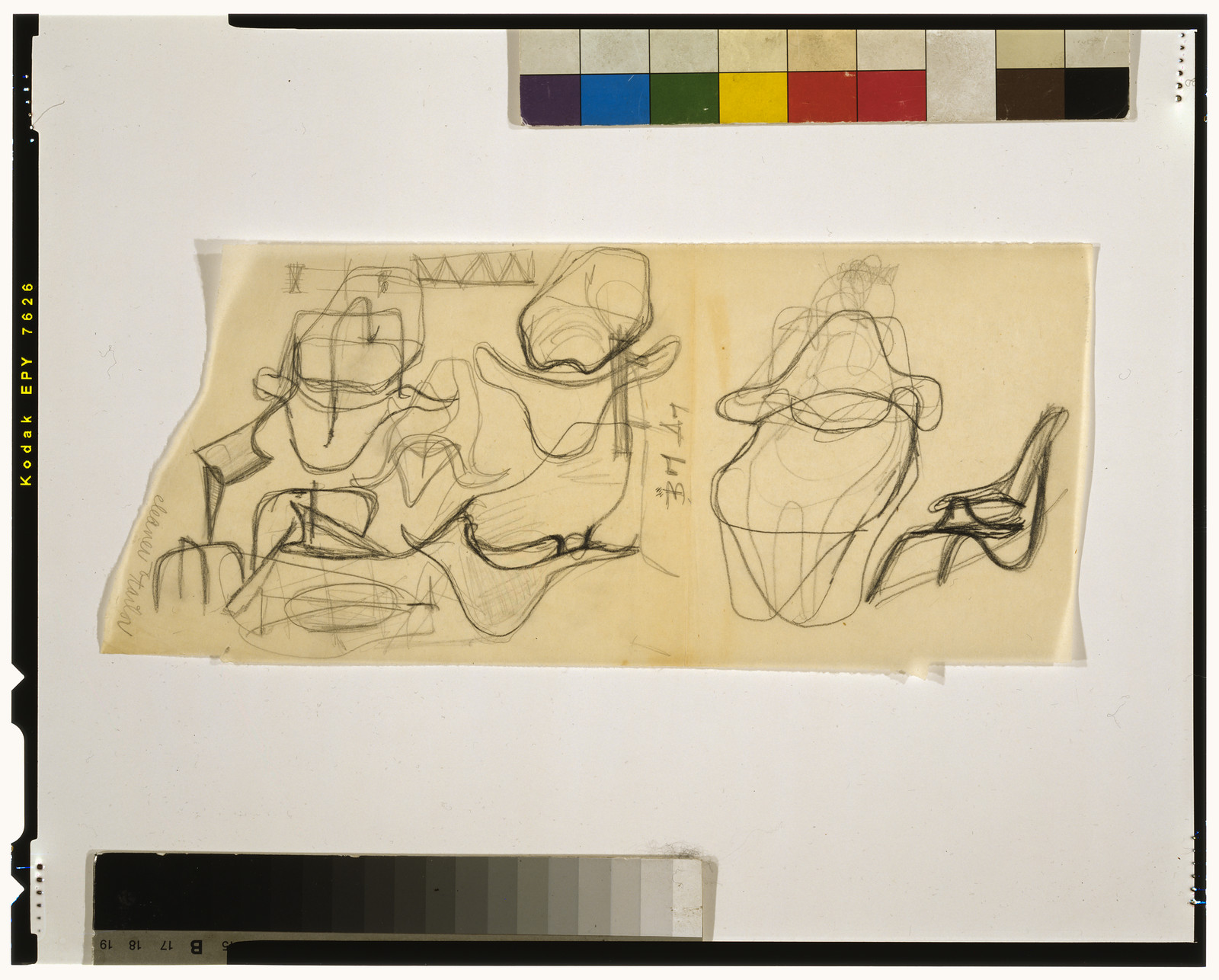 [Design study for lounge chair, with sketches of various views], [ca. 1948] — historic drawing