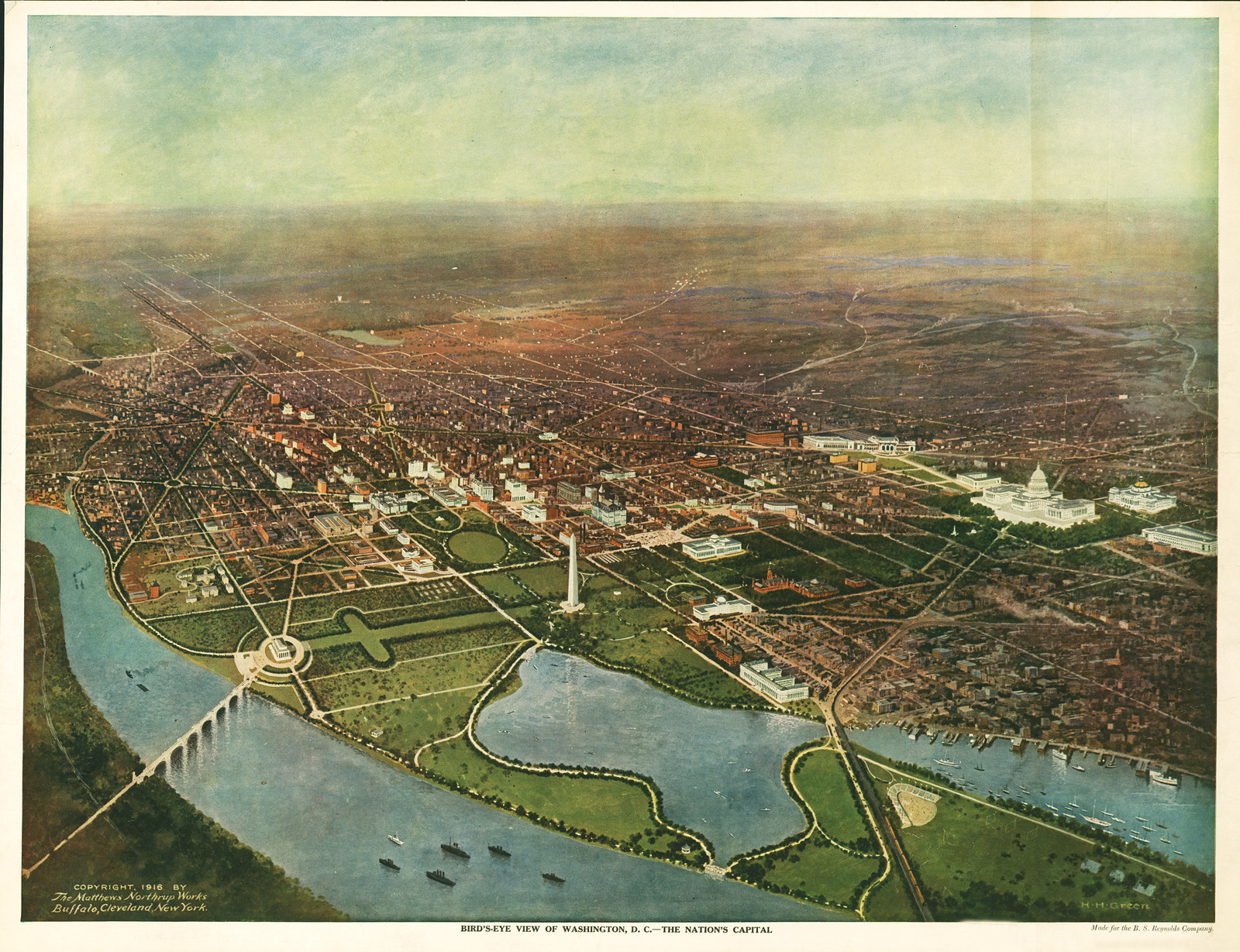 Washington 1916 corrected, Washington DC, 1916 — antique map