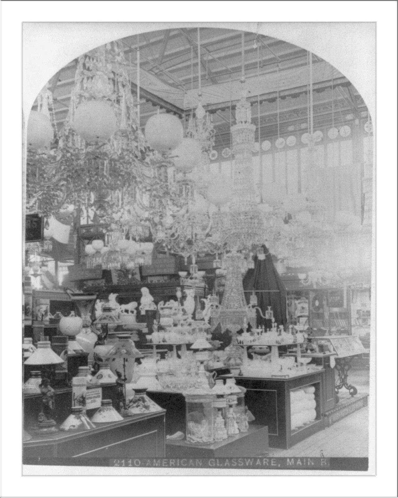 [Exhibit displays at Centennial Exhibition, Phila.: American glassware #2110], c1876. — historic photograph