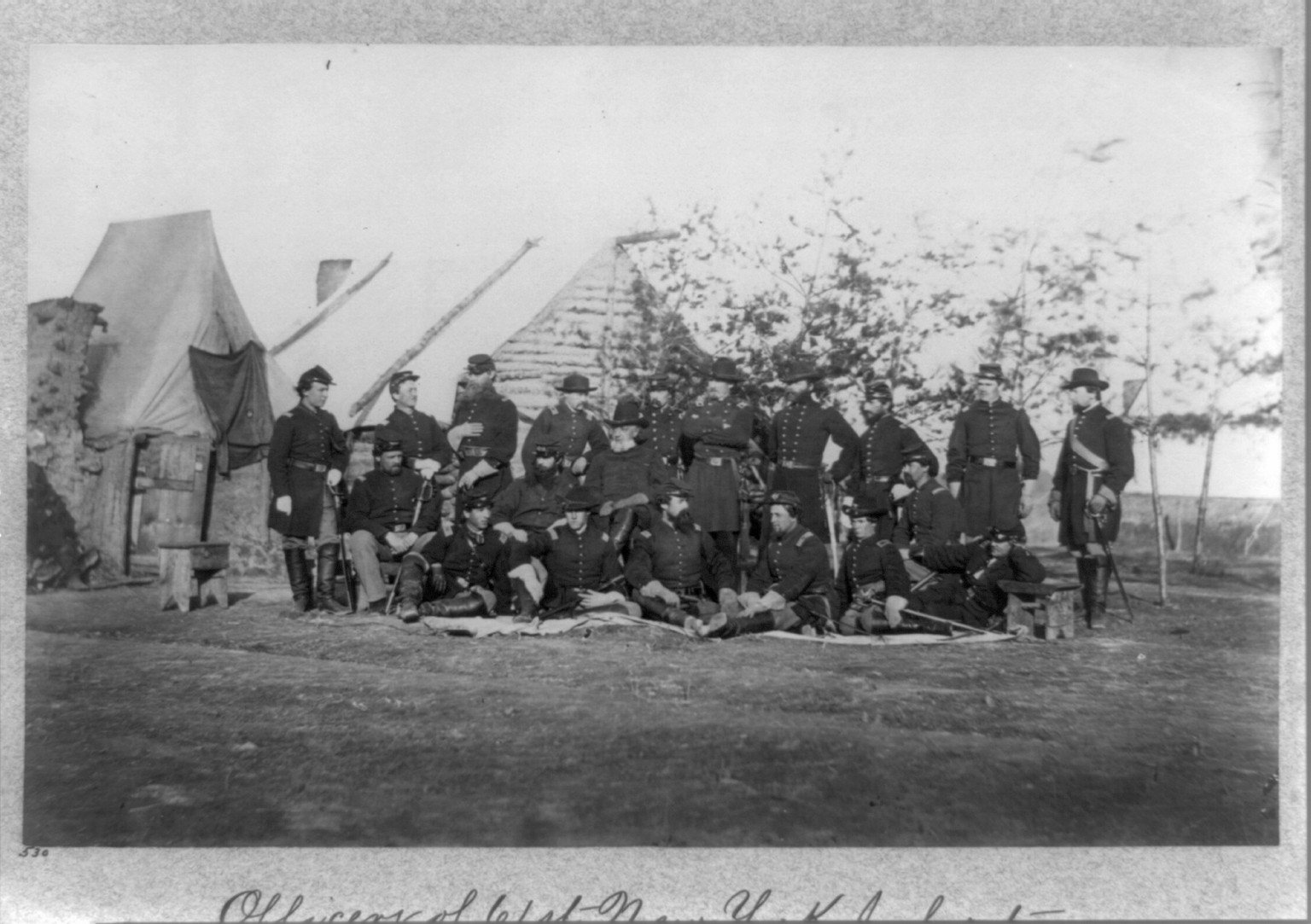 Officers of 61st New York Infantry, Falmouth, Va., April 1863, [photographed 1863, printed later] — historic photograph
