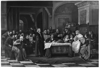 Christopher Columbus at the royal court of Spain / VBrozik 1884.
