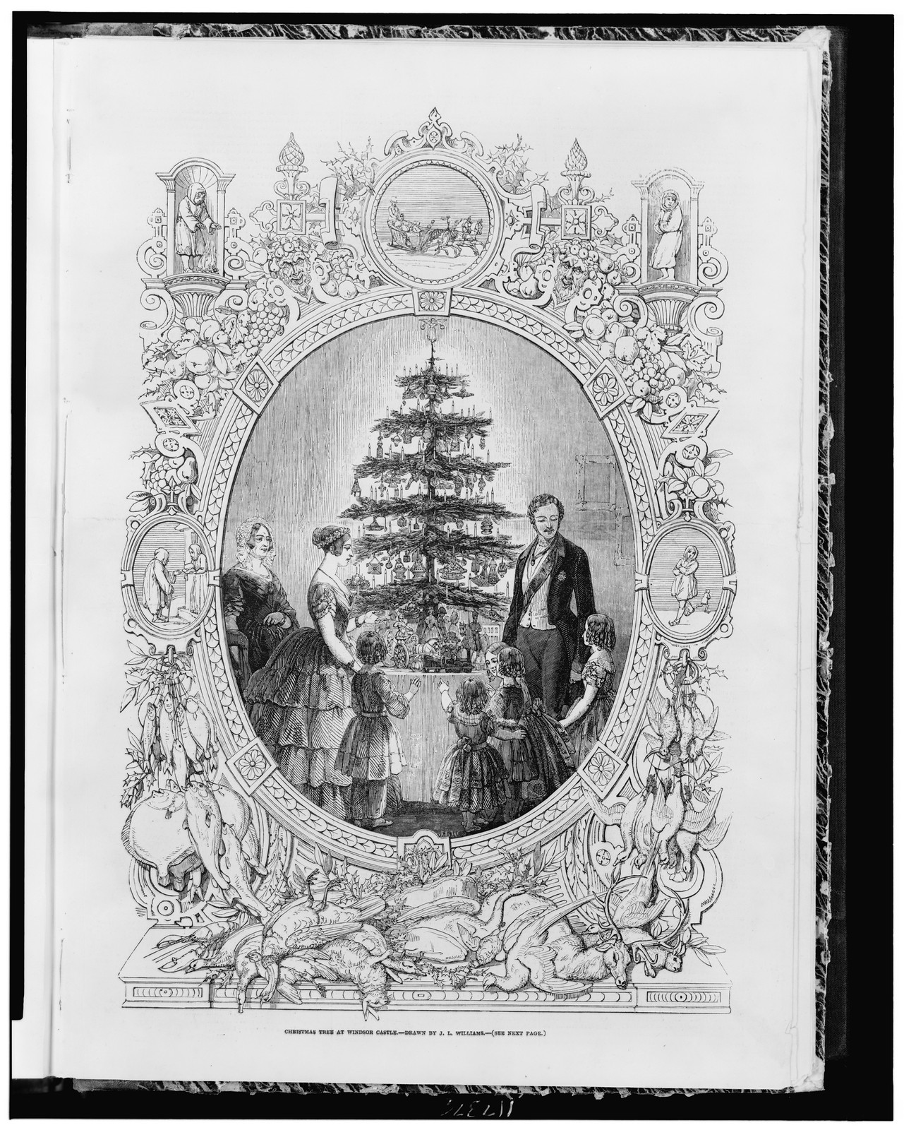 Christmas tree at Windsor Castle / drawn by J.L. Williams., 1848 — antique engraving