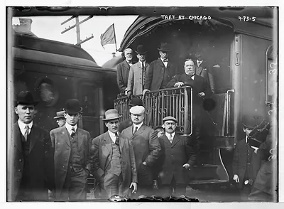 Taft on his train, Chicago