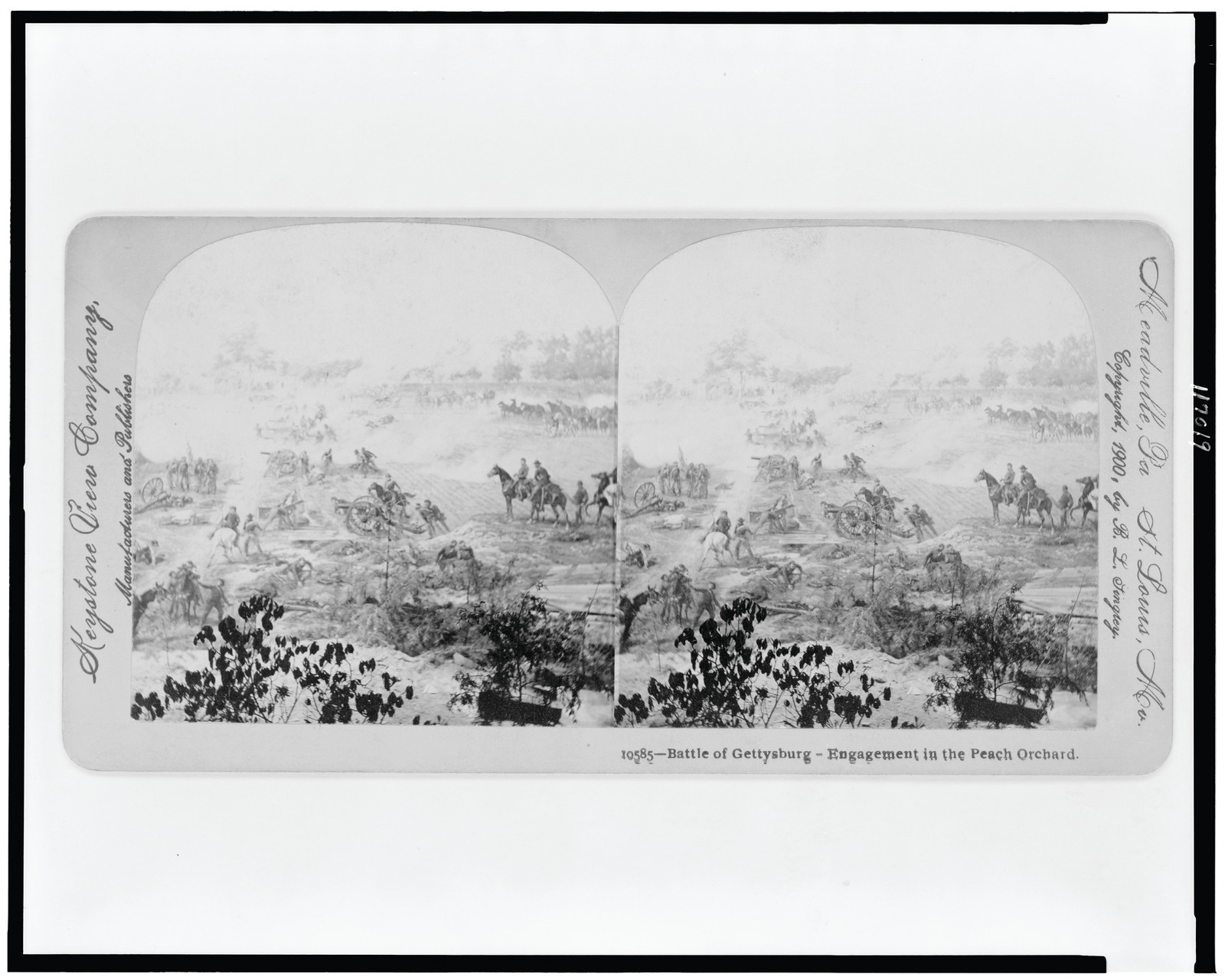Battle of Gettysburg - Engagement in the Peach Orchard, Meadville, Pa. : Keystone View Co., c1900. — historic photograph